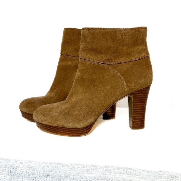 Nine West high heel ankle boots, light brown suede, zipper closure, Sz 6 1/2 - Picture 1 of 6